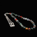 Orijinal Kan Jasper Doğal Taş 33lü Metal Tesbih (8mm) - Görsel 5
