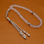 Orijinal Kristal Kuvars Doğal Taş 33 Metal Tesbih (8mm) - Görsel 2