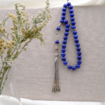 Orijinal 5A Kalite Lapis Lazuli Doğal Taş 33 Gümüş Tesbih (8mm)