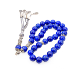 Orijinal 5A Kalite Lapis Lazuli Doğal Taş 33 Gümüş Tesbih (8mm) - Görsel 4