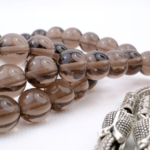 Orijinal Obsidyen Doğal Taş 99 Metal Tesbih (8mm) - Görsel 3