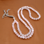 Orijinal Pembe Kuvars Doğal Taş 99 Metal Tesbih (8mm) - Görsel 4