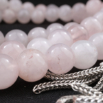 Orijinal Pembe Kuvars Doğal Taş 99 Metal Tesbih (8mm) - Görsel 6