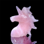 Pembe Kuvars Doğal Taş Özel El Oyması Unicorn At Obje - Görsel 4