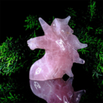 Pembe Kuvars Doğal Taş Özel El Oyması Unicorn At Obje