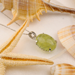 Prehnite (Prinayt) Doğal Taş Gümüş Bayan Kolye