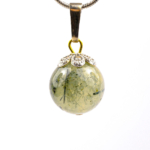 Prehnite Doğal Taş Metal Kolye - Görsel 2