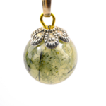Prehnite Doğal Taş Metal Kolye - Görsel 3