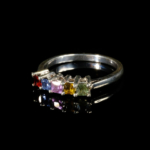 Rainbow Safir Kristali 5 Taş Gümüş Bayan Yüzük - Görsel 5