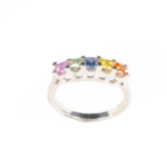 Rainbow Safir Kristali 5 Taş Gümüş Bayan Yüzük - Görsel 2