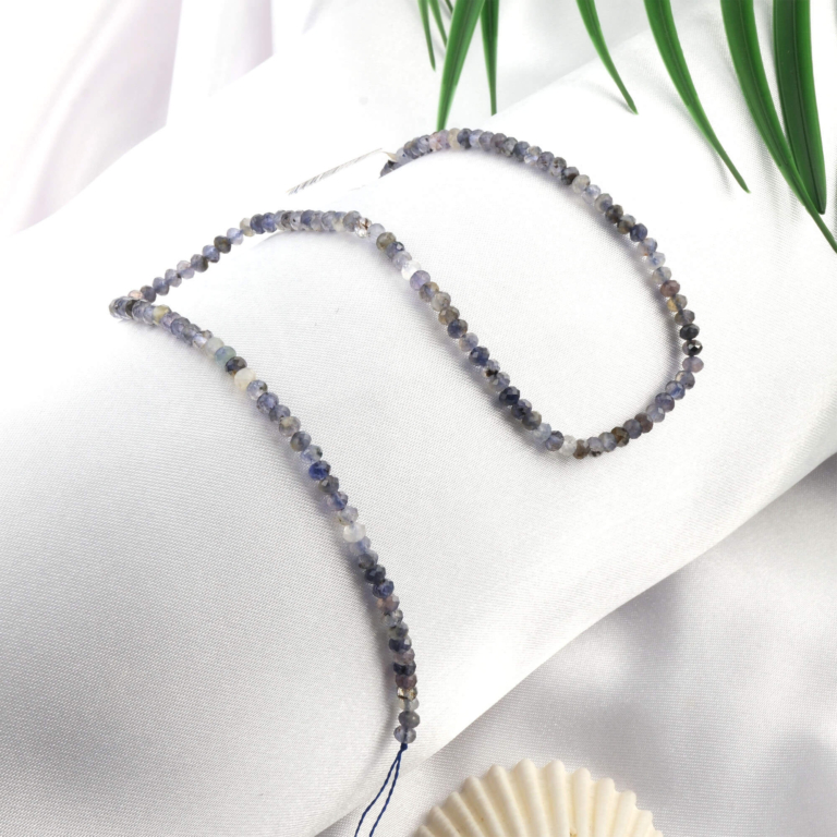 toptan doğal taş dizi iyolit 3mm rondel kesim profesyonel dizim için doğal taş