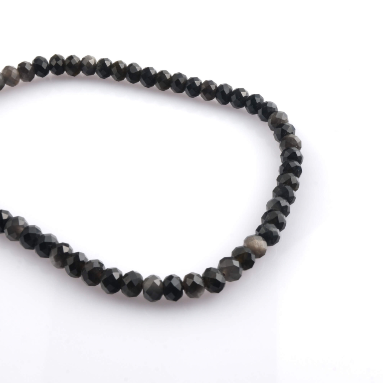 toptan doğal taş dizi obsidyen 6mm rondel kesim profesyonel dizim için doğal taş
