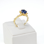 Safir Doğal Taş Gold Gümüş Bayan Yüzük (1ct) - Görsel 2