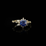 Safir Doğal Taş Gold Gümüş Bayan Yüzük (1ct) - Görsel 6