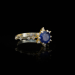 Safir Doğal Taş Gold Gümüş Bayan Yüzük (1ct) - Görsel 5