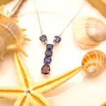 Safir Garnet (Lal) Doğal Taş Gümüş Bayan Kolye