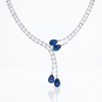 Orijinal safir Doğal Taş Swarovski Süslemeli 925 Ayar Gümüş Bayan Kolye (Gerdanlık) - Görsel 6