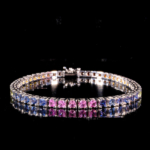 Rainbow Safir Doğal Taş Gümüş Bileklik (12ct) - Görsel 4
