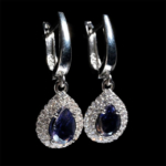 Orijinal Natural Safir Doğal Taş Gümüş Küpe - Görsel 3