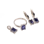 Safir Doğal Taş Gümüş Bayan Set - Görsel 5