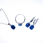 Safir Doğal Taş Gümüş Bayan Set - Görsel 2