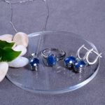 Safir Doğal Taş Gümüş Bayan Set