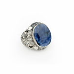 Orijinal Safir Doğal Taş Gümüş Erkek Yüzük (18 ct) - Görsel 4