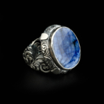 Orijinal Safir Doğal Taş Gümüş Erkek Yüzük (18 ct) - Görsel 6