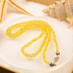 Orijinal Sarı Safir Kristali Gümüş Bayan Kolye (2-3mm)