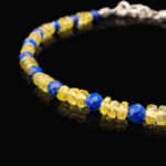 Orijinal Natural Sarı Safir Lapis Lazuli Doğal Taş Gümüş Bileklik - Görsel 5