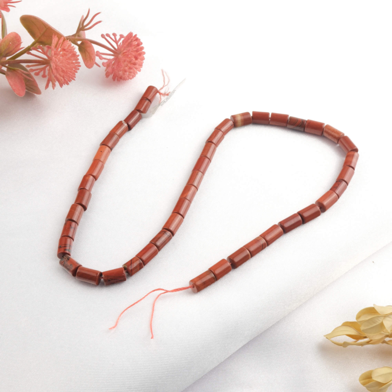 toptan doğal taş dizi kırmızı jasper 5x8mm silindir kesim profesyonel dizim için doğal taş