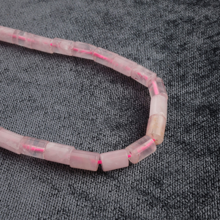 toptan doğal taş dizi pembe kuvars 12x8mm silindir kesim profesyonel dizim için doğal taş