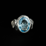 Blue Topaz Doğal Taş Gümüş Unisex Yüzük - Görsel 5