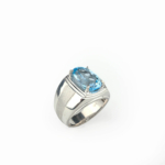 Blue Topaz Doğal Taş Gümüş Erkek Yüzük (7ct) - Görsel 2