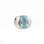 Blue Topaz Doğal Taş Gümüş Erkek Yüzük (7ct) - Görsel 4