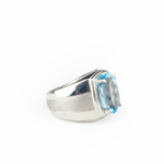 Blue Topaz Doğal Taş Gümüş Erkek Yüzük (7ct) - Görsel 3