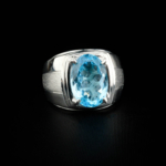 Blue Topaz Doğal Taş Gümüş Erkek Yüzük (7ct) - Görsel 5