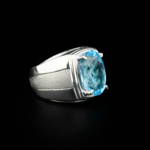 Blue Topaz Doğal Taş Gümüş Erkek Yüzük (7ct) - Görsel 6