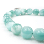 3A Kalite Yeşil Larimar Doğal Taş Bileklik (7-8mm) - Görsel 3