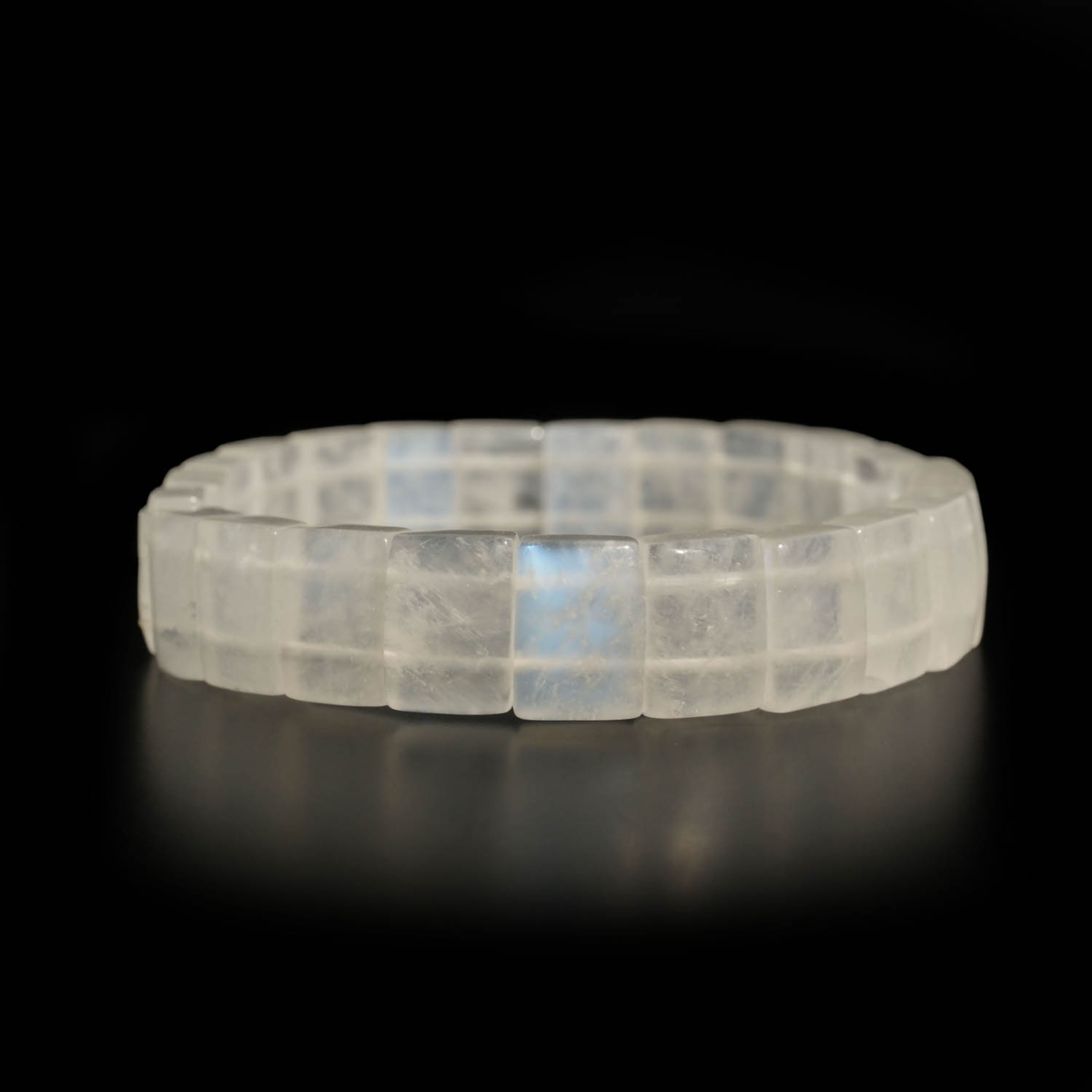 5A+ quality original moonstone natural stone rolex cut bracelet featuring striking blue flashes.