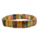 A luxury rolex cut flexible unisex bracelet made of original multicolor 5A+ quality tourmaline natural stone blocks.
