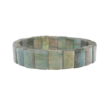 Bracelet de taille rolex rectangulaire en pierre naturelle de labradorite originale de qualité 6A+ se démarquant par ses reflets bleus et verts.