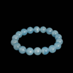 Bracciale in pietra naturale di calcite blu originale con perle grandi da 11-12 mm di colore blu pastello.