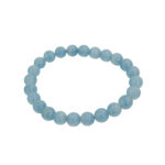 Bracelet flexible en pierre naturelle fait de perles rondes et lisses de calcite bleu clair de 8-9mm.