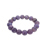 Pulsera flexible de piedra natural hecha de cuentas grandes, redondas y lisas de charoita morada veteada de calidad 6A+.