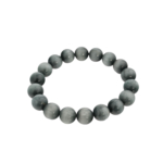 Pulsera flexible de piedra natural hecha de cuentas redondas y lisas de ojo de gato gris.