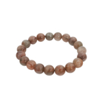 Pulsera flexible de piedra natural hecha de cuentas redondas y lisas de cuarzo transparente de 10-11mm con inclusiones de rutilo de cobre mixto.
