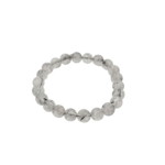 Pulsera flexible de piedra natural hecha de cuentas redondas y lisas de cuarzo transparente de 8-9mm con inclusiones de rutilo negro afiladas de calidad 6A+.