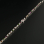 Bracelet flexible en argent sterling 925 orne de pierres de tourmaline coloree originales coupe facette.