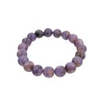 Bracelet flexible en pierre naturelle fait de perles rondes et lisses de charoite violette veinee de qualite 5A+.